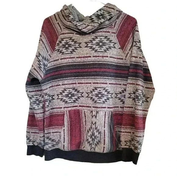 𝅺Carbon Men’s Hoodie Aztec Southwest Tribal Multicolor Pocket - Picture 1 of 10